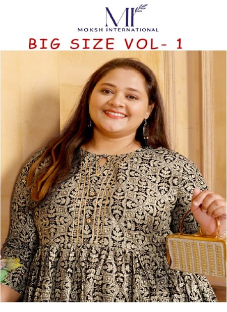 Big Size Vol 1 By Moksh Rayon Printed Plus Size Kurtis Wholesale Shop In Surat
